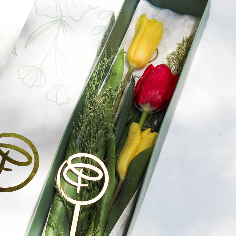 CAJA LARGA 3 TULIPANES — tulipan