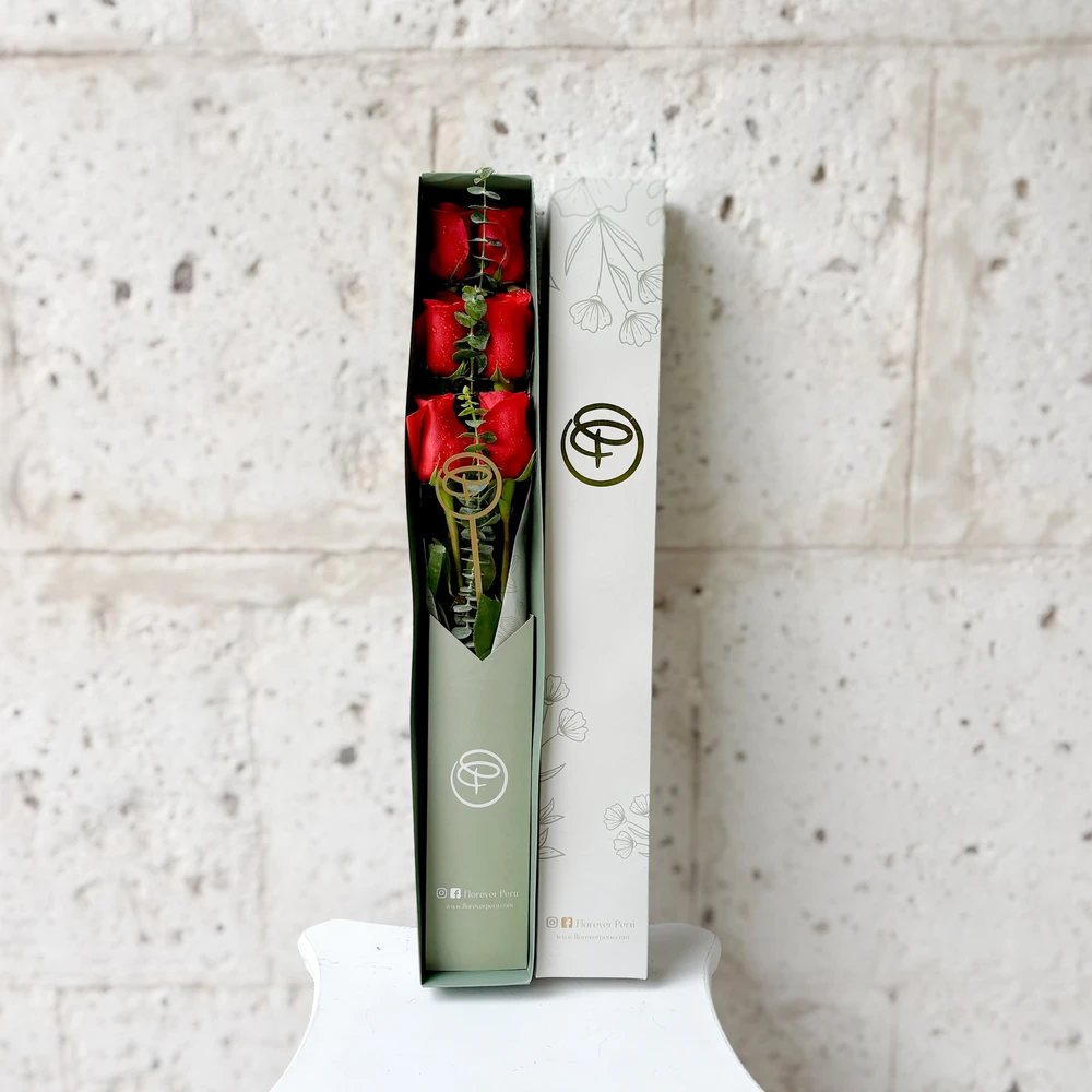 CAJA LARGA 6 ROSAS — rojo