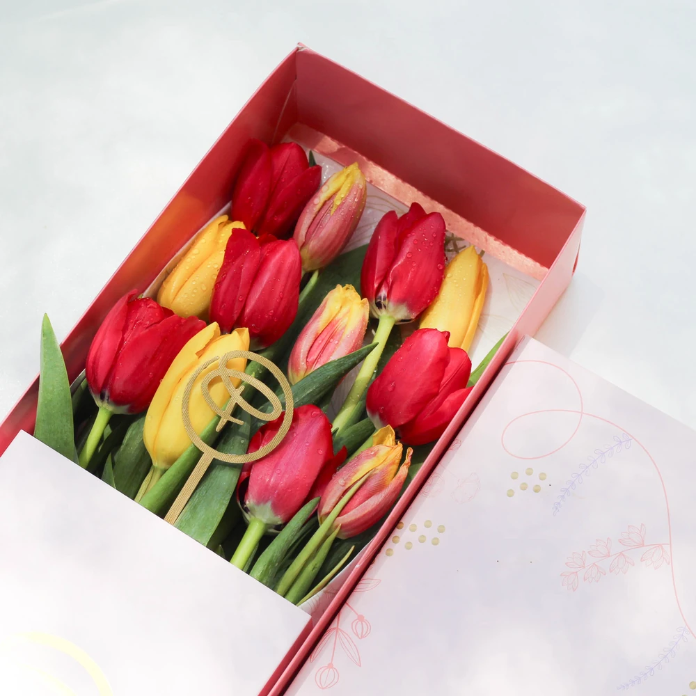 CAJA LARGA 12 TULIPANES — tulipan